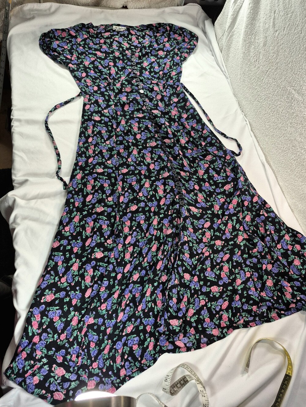 VTG Sarah Richards Floral Button Front Maxi Dress S. Cottagecore Fairycore Rare - Picture 5 of 9